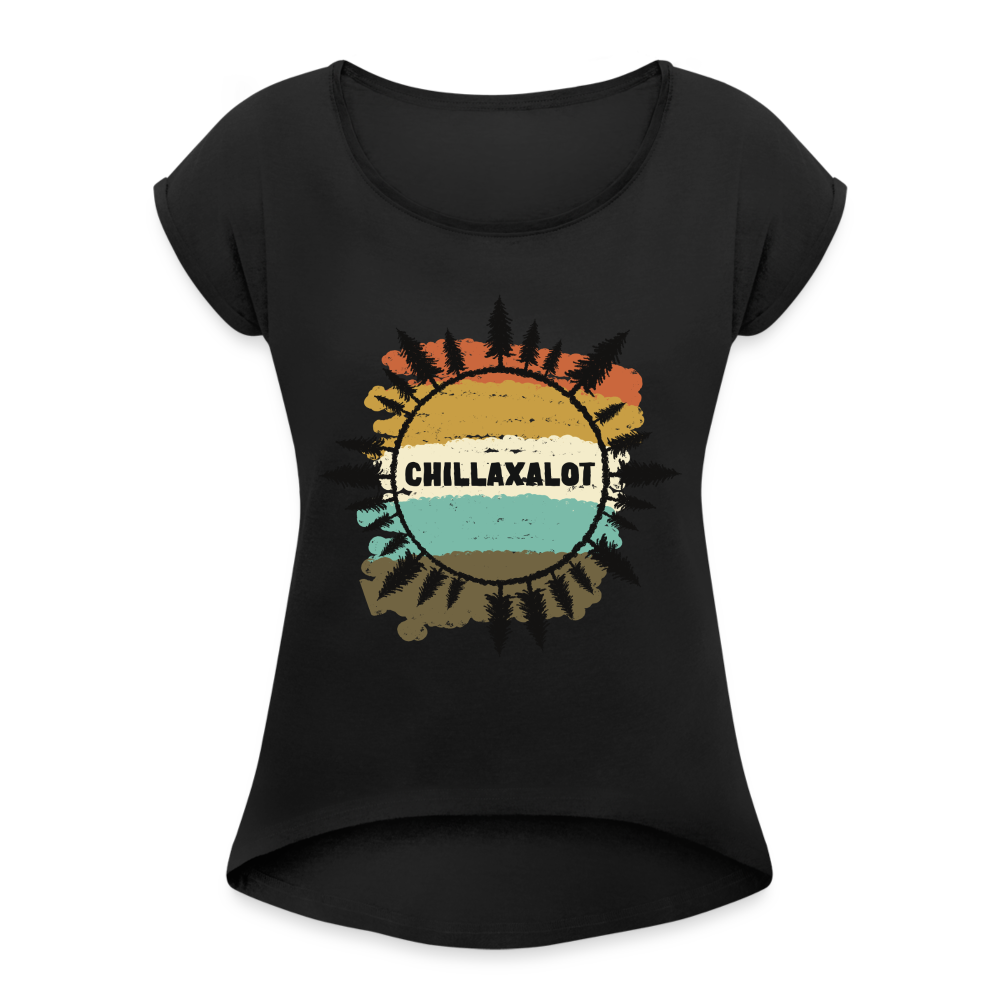 Women's Chillaxalot Roll Cuff T-Shirt - black