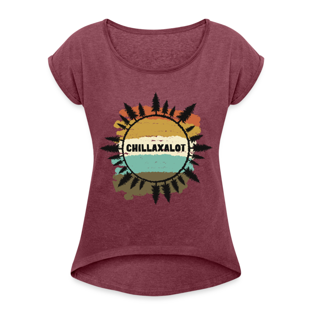 Women's Chillaxalot Roll Cuff T-Shirt - heather burgundy